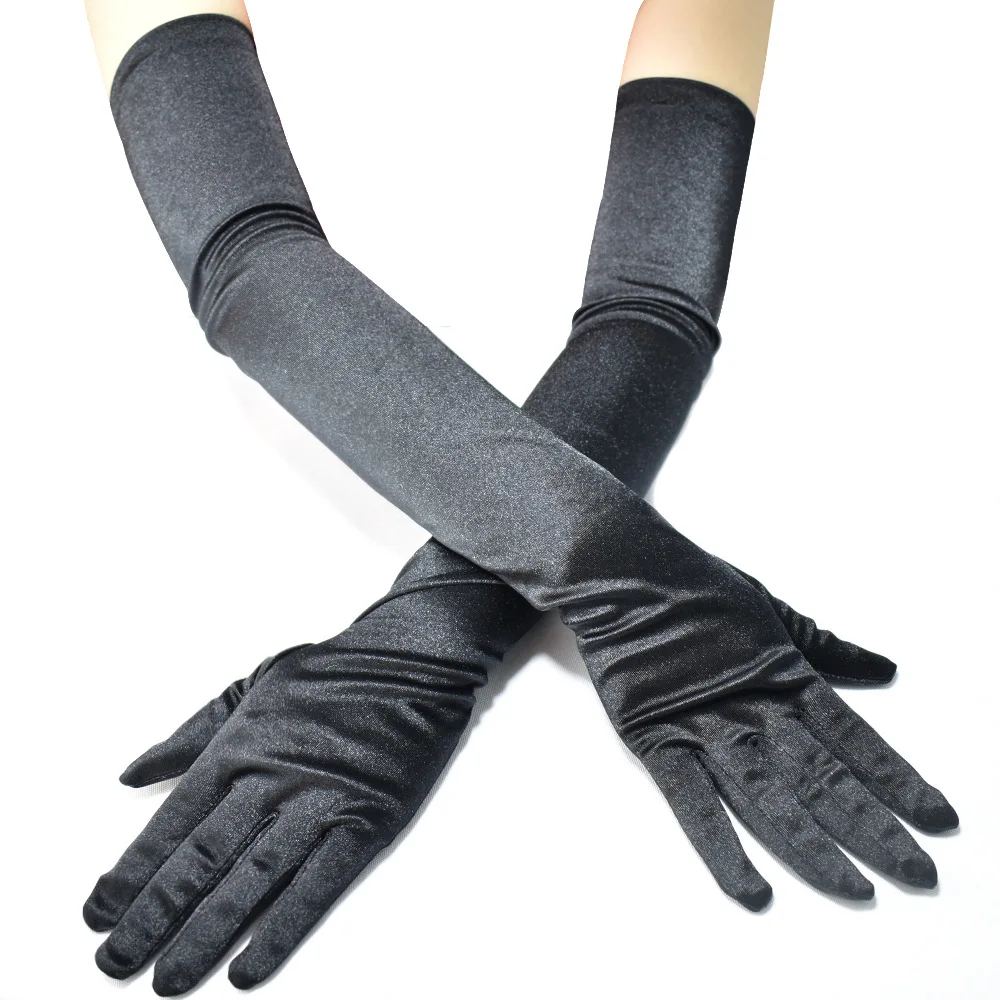 TG-15 элегантные свадебные длинные перчатки для невесты атласные женские ручной работы выпускного вечера