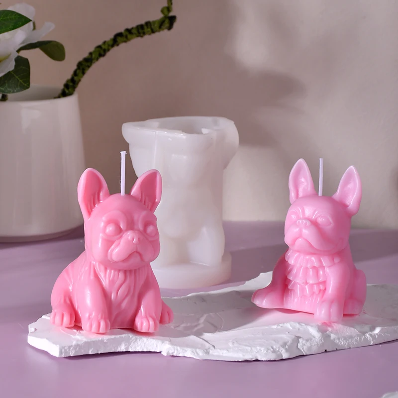 DUMO 3D Dog Design Candle Silicone Mold DIY Animal Mold Modern Home Decoration Method Fighting Dog Candle Moulds Silicone