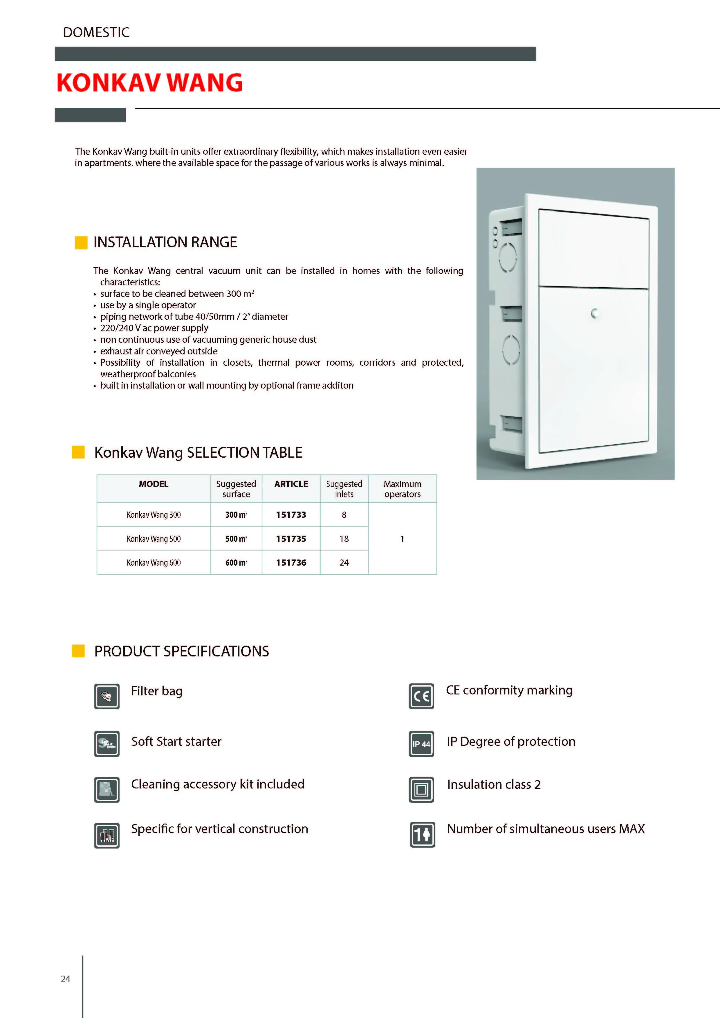 Insulation Class 2 High Performance Commercial 12V Central Vacuum Cleaner With Filter Bag