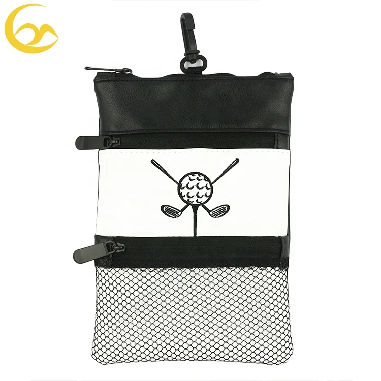 Wholesale Custom Golf Tee Pouch Ball Pouch Bag with Metal Clip Zipper Golf Pouch
