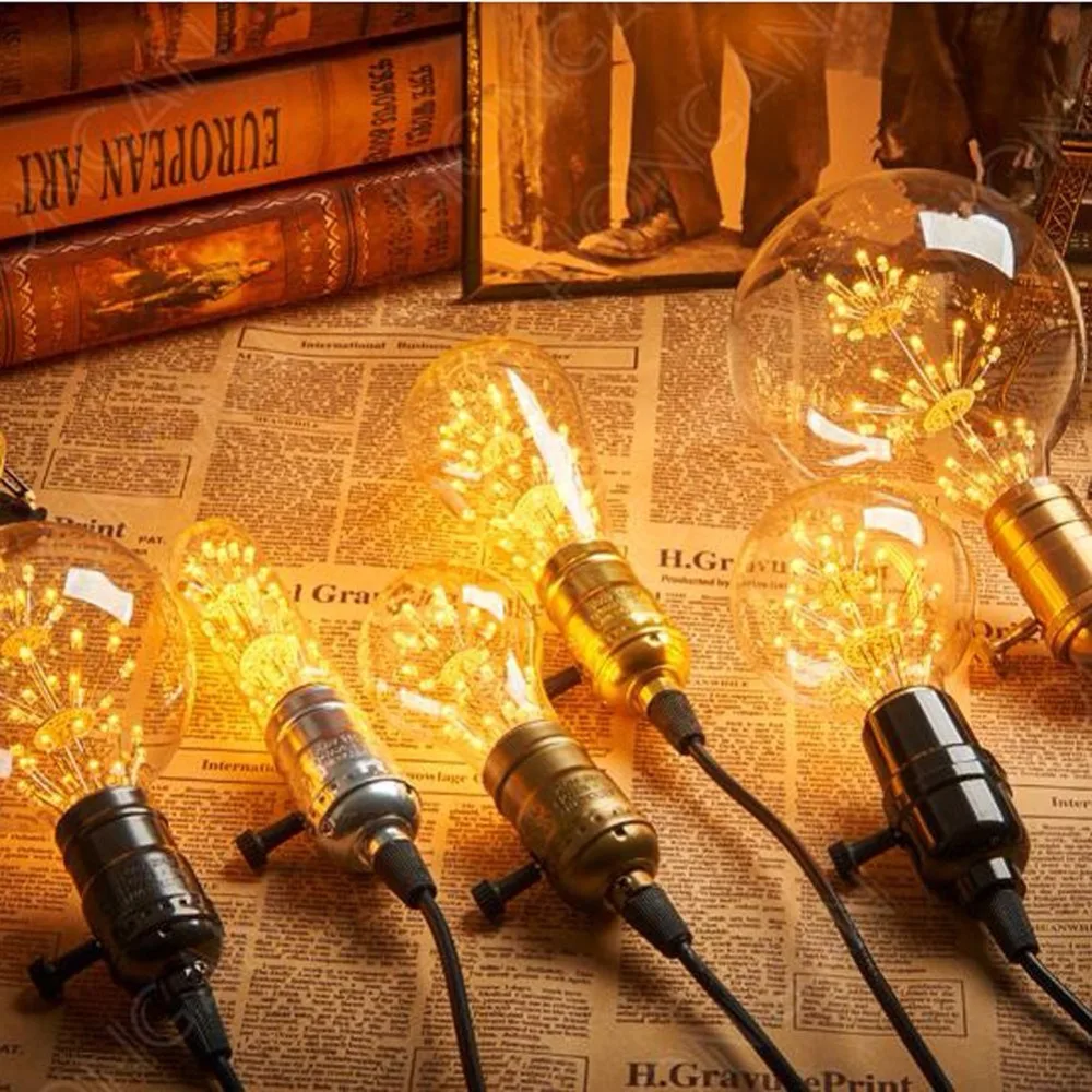 T30 LED Edison Vintage Starry Sky Lamp Heart Bottle Retro Led Firework Non Dimmable Bulbs Home Christmas Decoration Club Lights