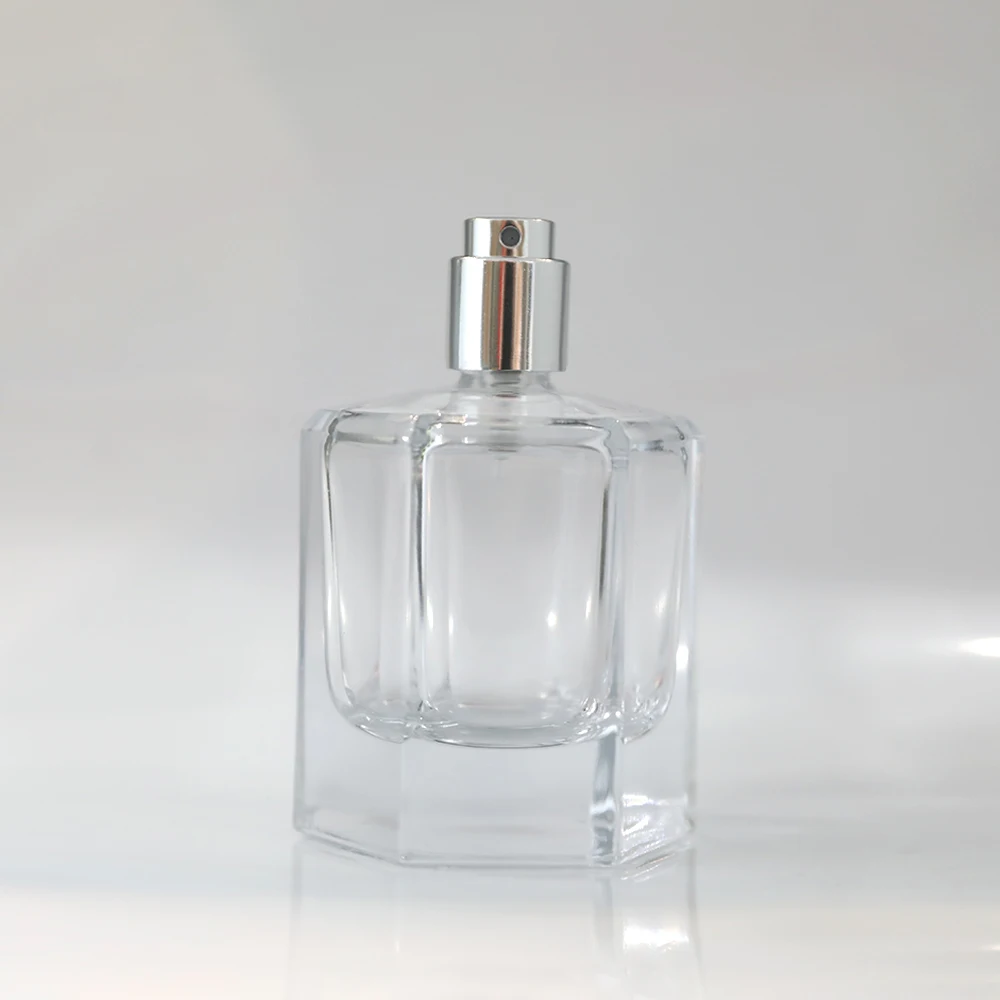 Wholesale 50ml 100ml Clear Women Empty Hexagon Glass Spray Perfume Bottles