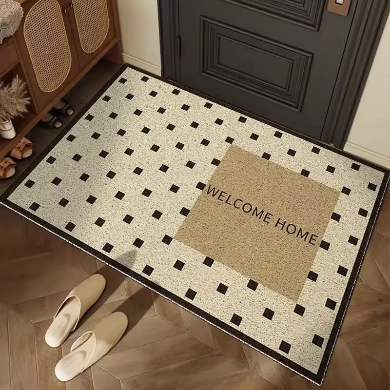Modern Simple Entry Door Floor Mats Household Anti-slip Flushable Foot Mats Cuttable Silk Circle Floor Mats