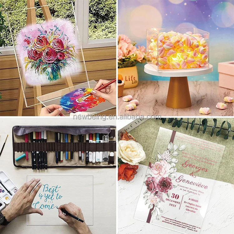 Clear Plexiglass Sheet, Plastic Plexiglass Board Acrylic Board for Wall Crafts Glass Picture Frame