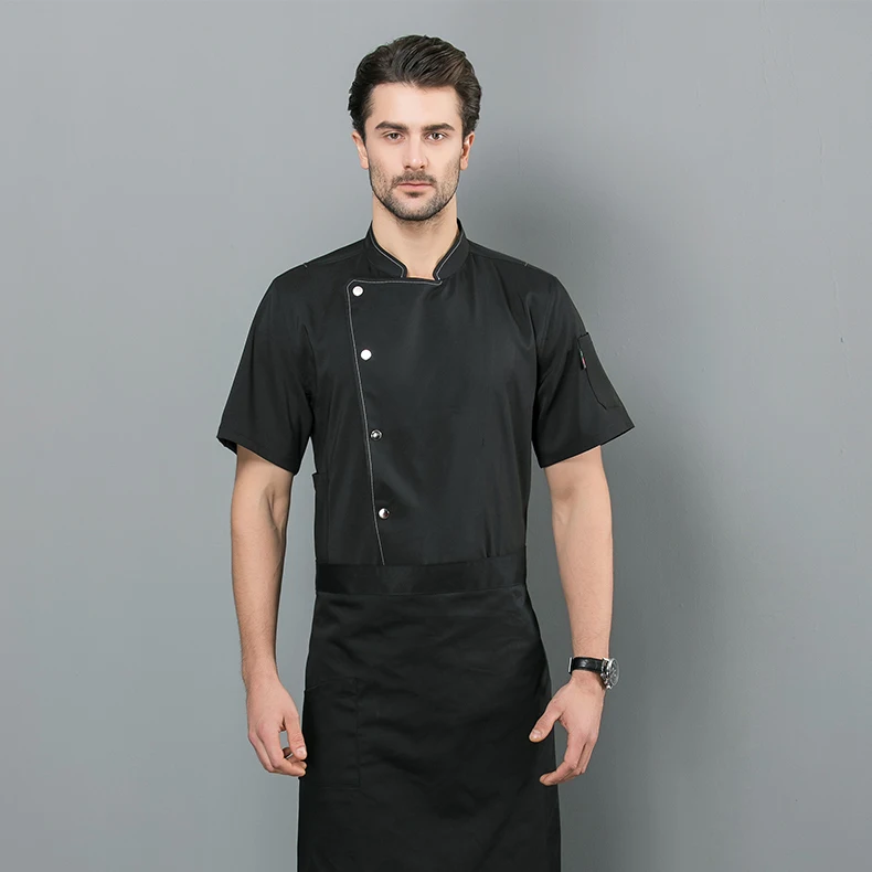 2022 New Listing 65%Polyester 35%Cotton Bartender Chef Coat Jacket Chef Uniform Restaurant Coat Coffee Shop