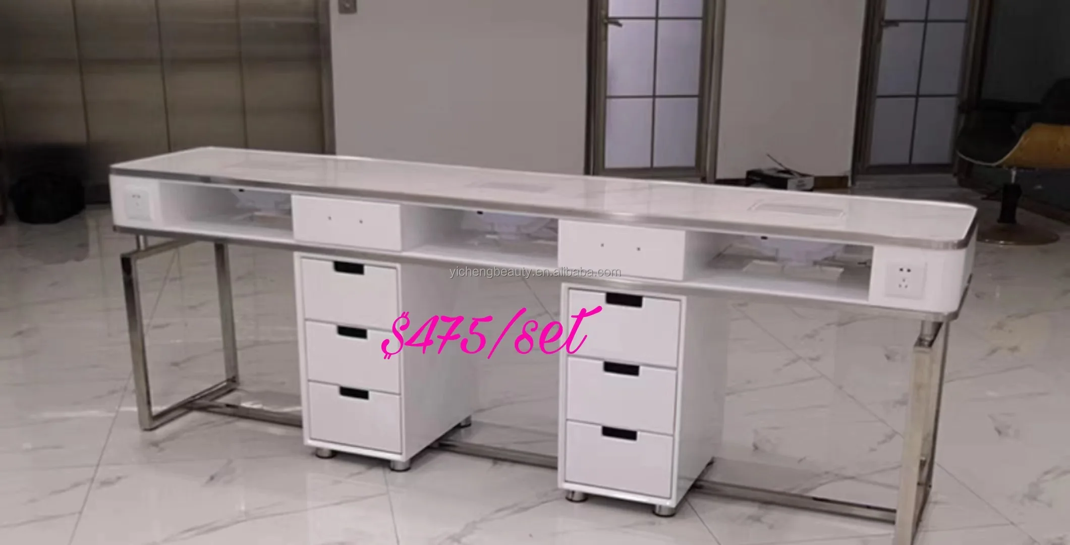 Factory Supply cheap double manicure table ultra luxury manicure table nail table with exhaust fan for sale commercial