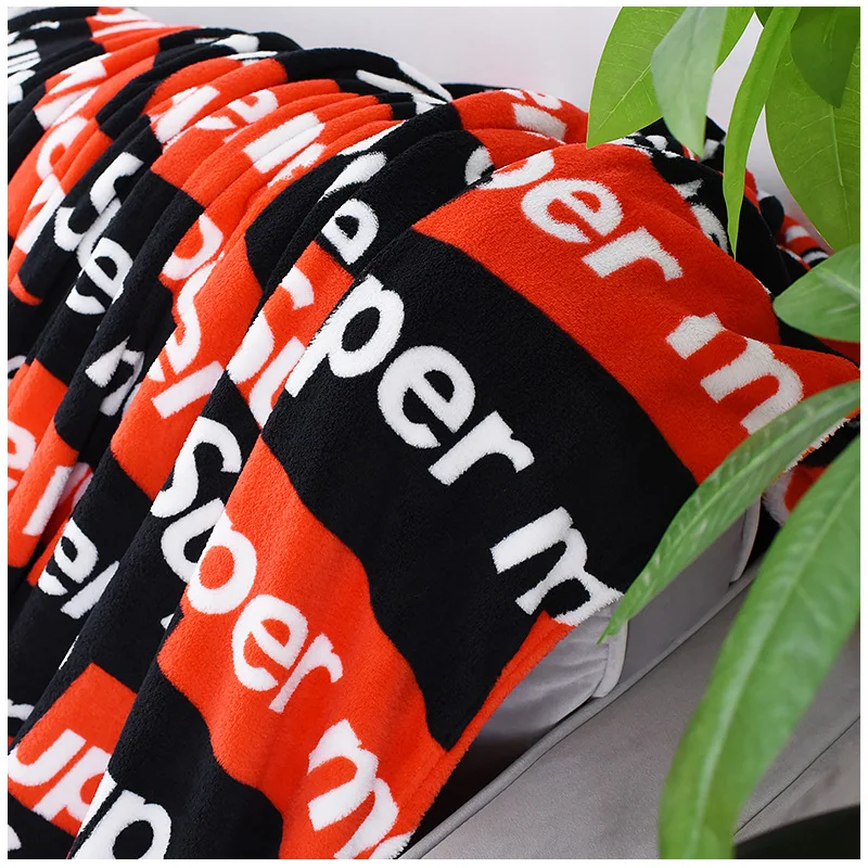 AZO Free Soft Print Knitted Thick Microfiber Fleece Throw Blanket