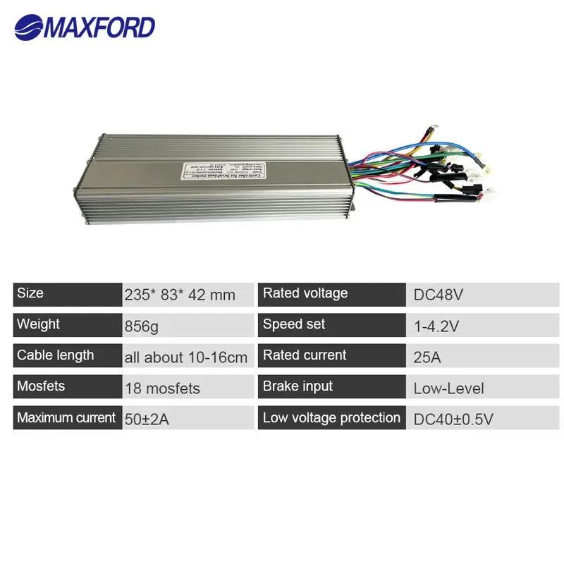 Контроллер для электрического велосипеда MAXFORD 1500 Вт 2000 3000 KT48V-50A часть квадратный волновой контроллер со световым кабелем