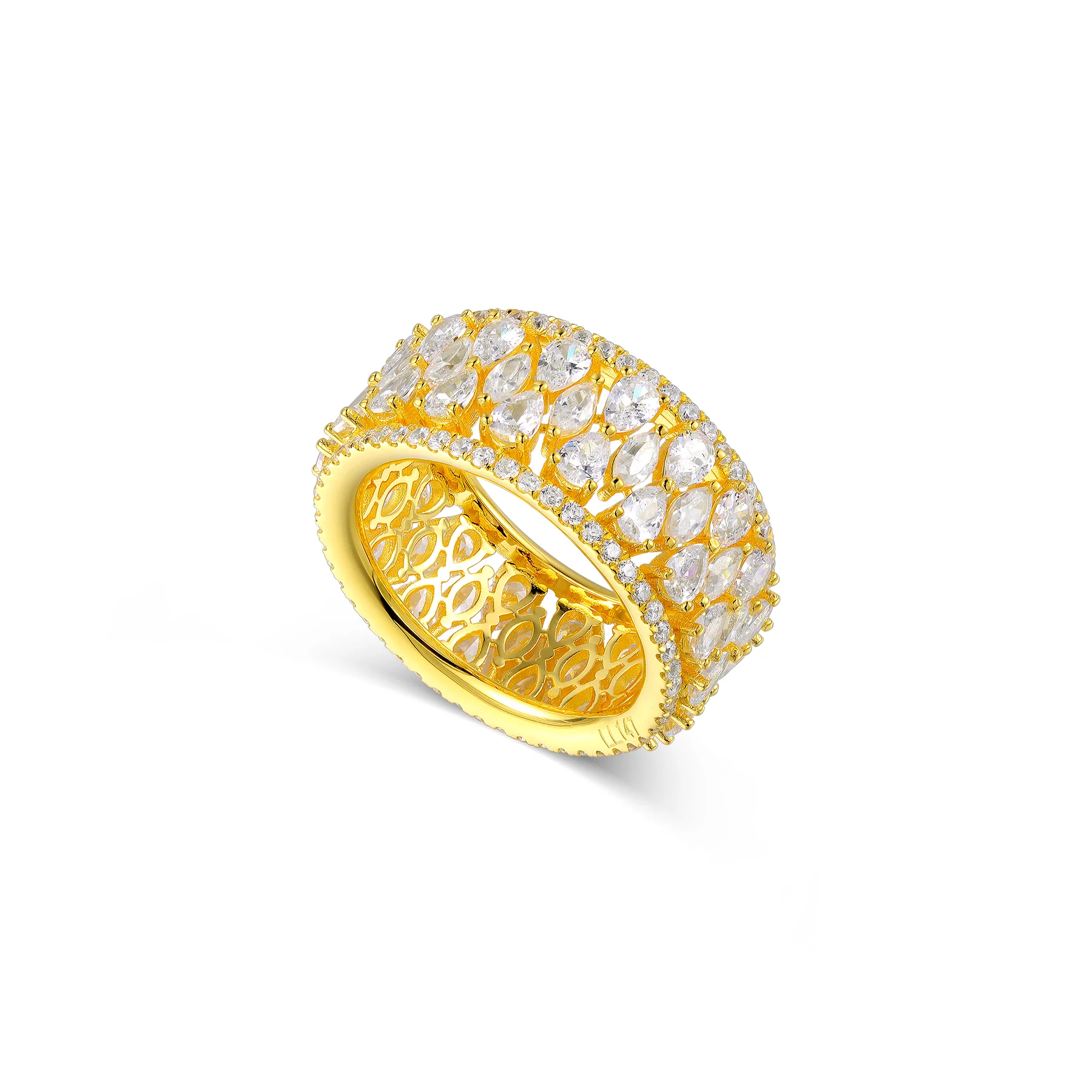 Роскошные 9K 14K 18K груша огранка и маркиза бриллиантовое золото вечность кольца для свадьбы