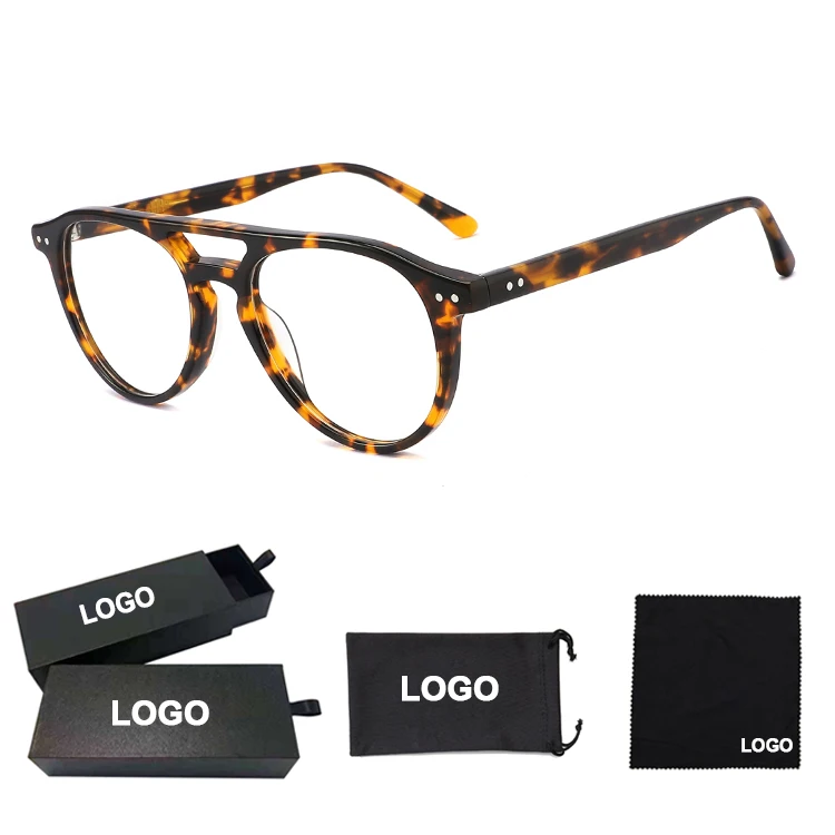 2024 New Design Eyeglasses Frame Double Bridge High Quality Optical Eyewear Unisex Acetate Eye Glasses Frames for Women Men