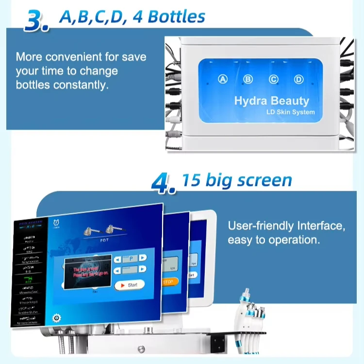 Professional Vertical Hydra Skin Rejuvenation Facial Machine 15 In 1 Micro Hydradermabrasion Beauty Facial Machine