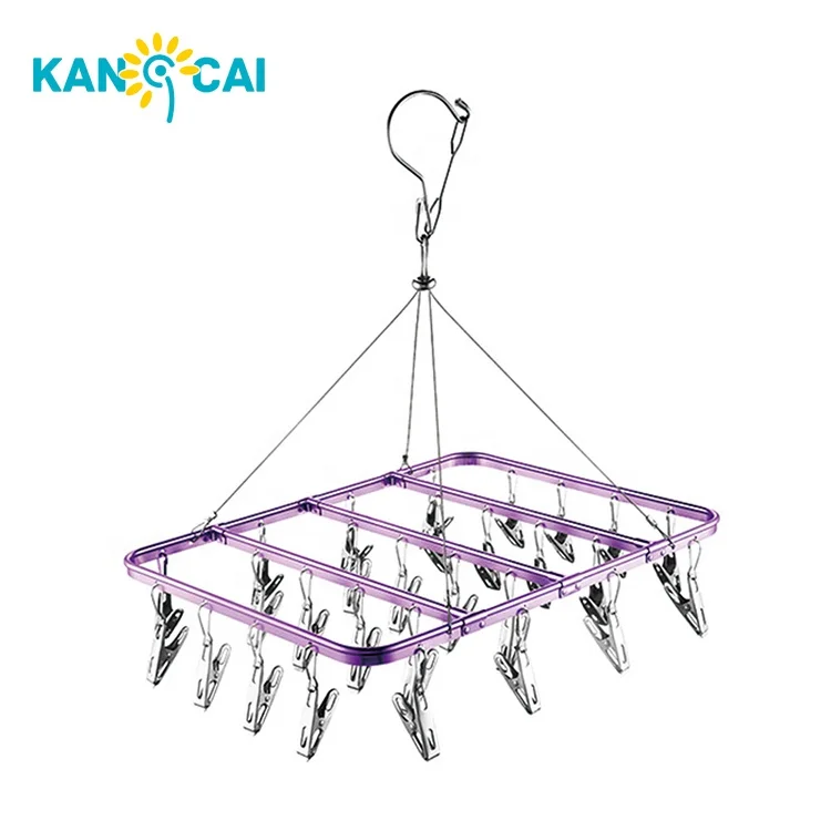 
Square metal sock hangers dryer with 28 clips 