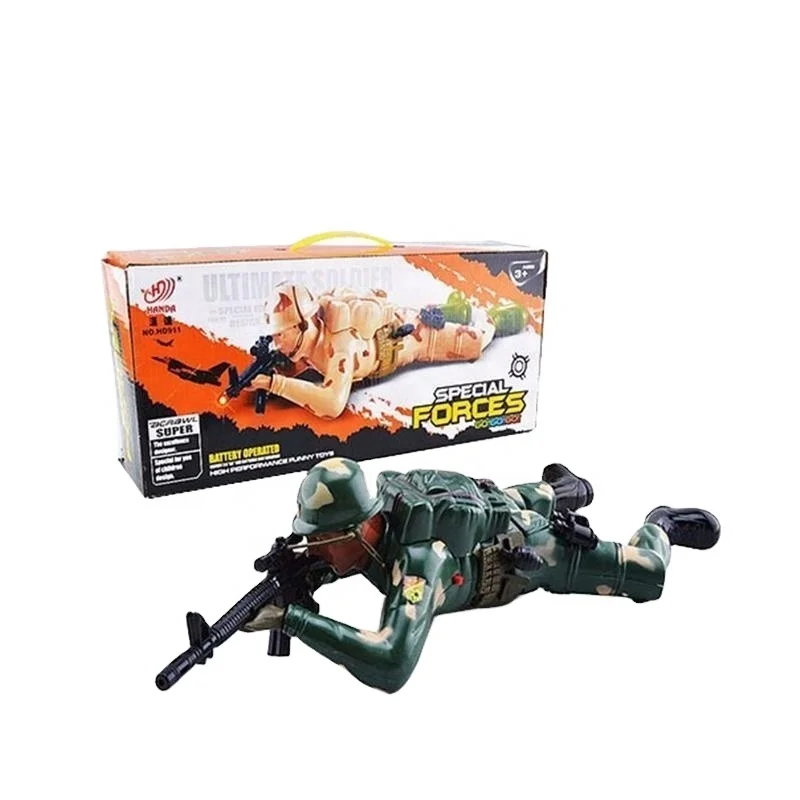 2022 Cheap Price Battery Operated Plastic Military Crawling Soldier Toys With Light And Sound Electric Toy