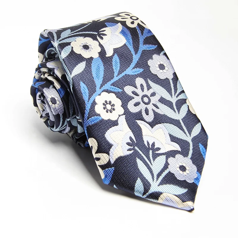 Mens polyester fabric necktie handmade jacquard business skinny ties