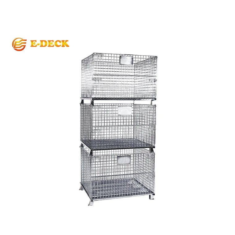 Heavy duty collapsible china grid galvanized metal recycle wire basket for storage