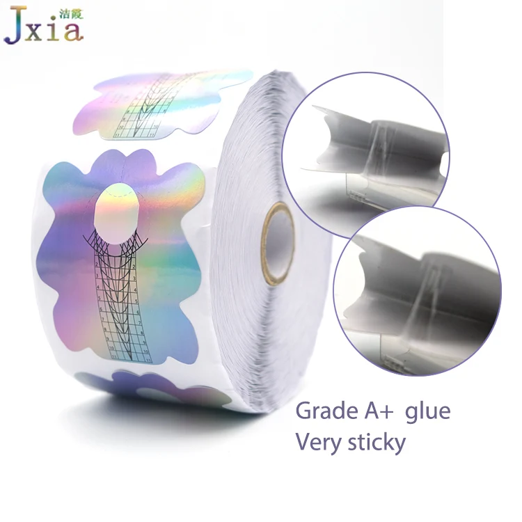  Jiexia Новый Пользовательский логотип 500 шт./рулон плотной бумаги с помощью липкого клея самоклеющиеся голографические наклейки для ногтей
