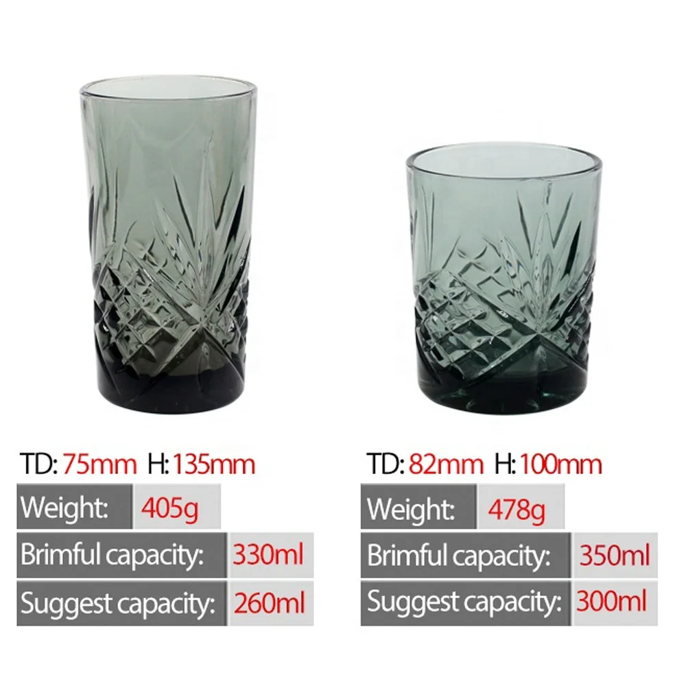 LANGXU Black Small Wine Glass Stemless Flat Bottom Fine Glasses Wholesale Red Gift Box