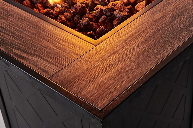 Outdoor Patio 28 Inch Square Ceramic Tabletop Propane Gas Firepit Firetable Gas Fire Pit Table