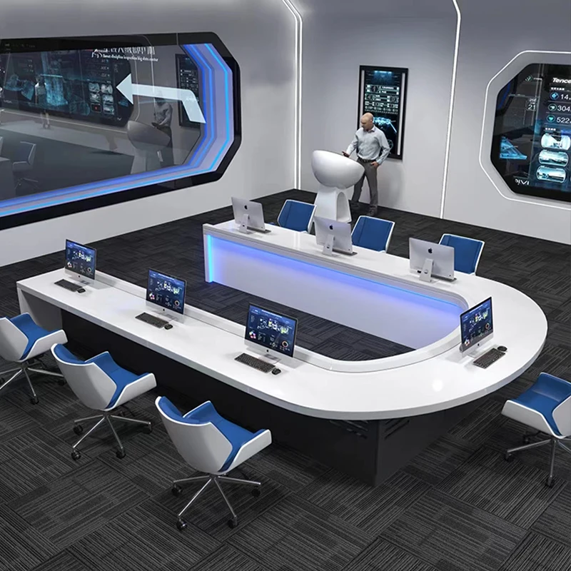 Fashion piano paint U-shaped conference table office furniture simple multimedia O-shaped meeting table