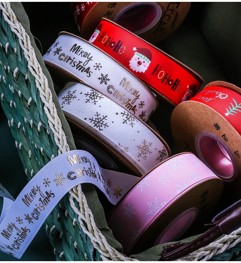 Gordon Ribbons Personalized Ribbon Christmas Ribbon With Gold Foil Printed  Custom Logo  For Holiday Gift  Decoration