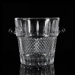 Clear Glass Beverage Wine Buckets & Cooler Ice Glass Wine Chillers & Buckets Designer Curved Glass Wine Bucket
