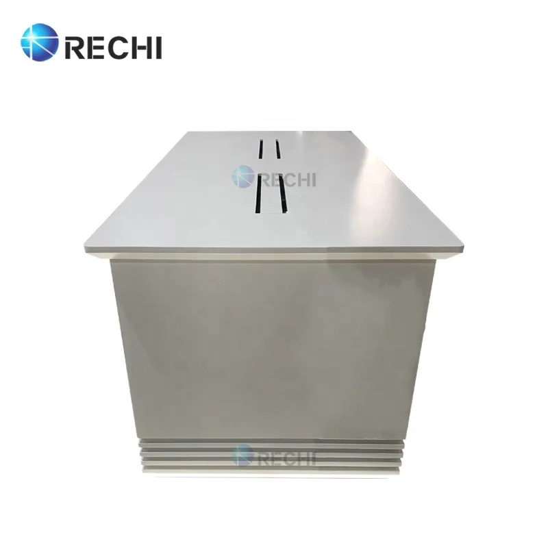 RECHI Custom White Smartphone Retail Display Counter Table With Lighted Accessory Storage Cabinet For Phone Shop Design & Refit