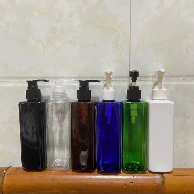 Hengjian 250ml 300ml White Green Black Square Liquid Soap plastic Cosmetic Pump Dispenser Bottle For Shampoo Lotion Conditioner
