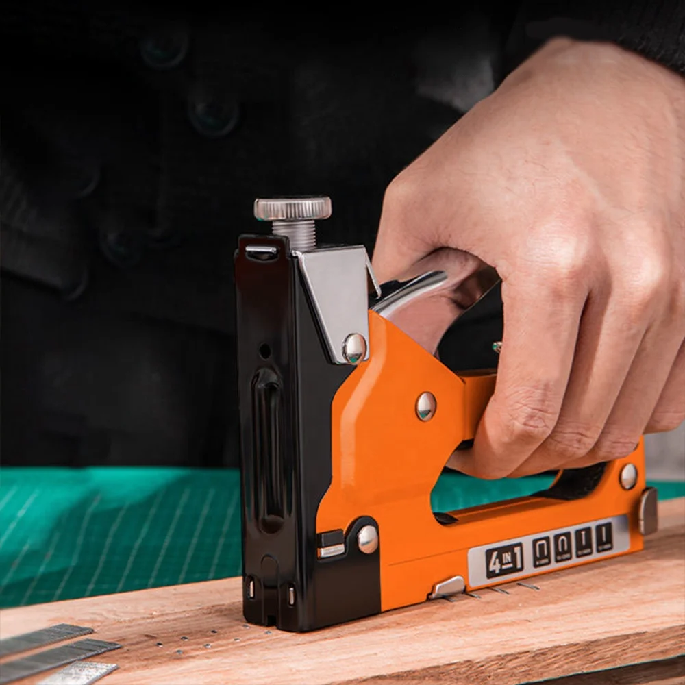 4 in 1 Heavy Duty Manual Nail Stapler Door Framing Finish Furniture Stapler Hand Tool Staple Gun