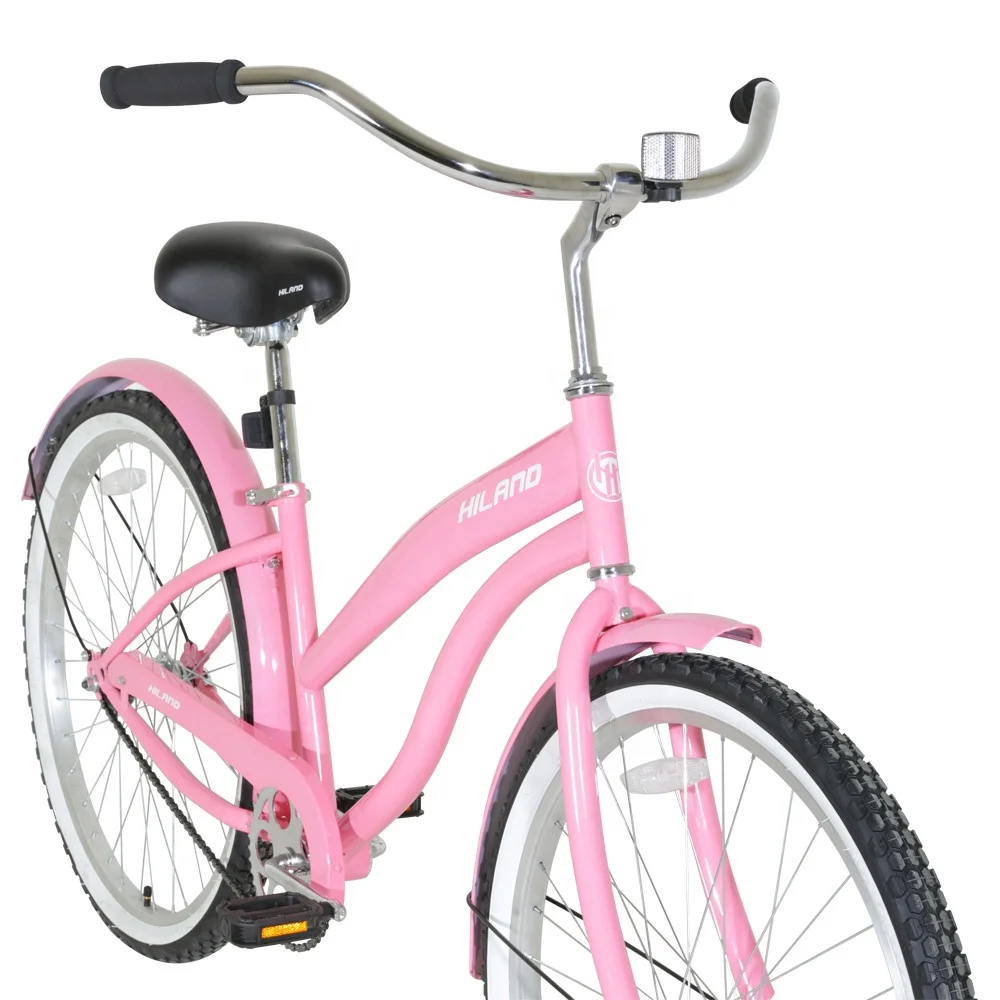 JOYKIE 26 Inch Adult City Bike Pink Beach Cruiser Bicycle for Woman,OEM Lowrider Bike