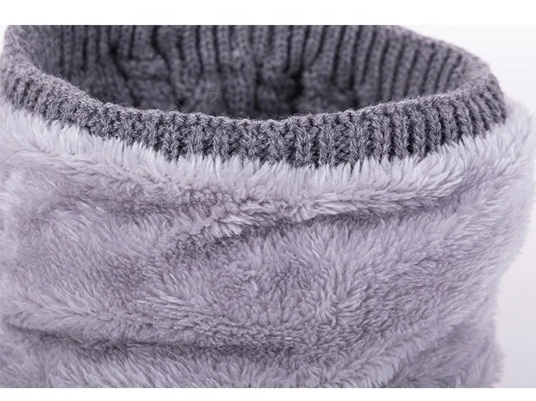 Classic fashion warm neck loop cable knitted wool snood scarf warm fur lining snood scarf for woman