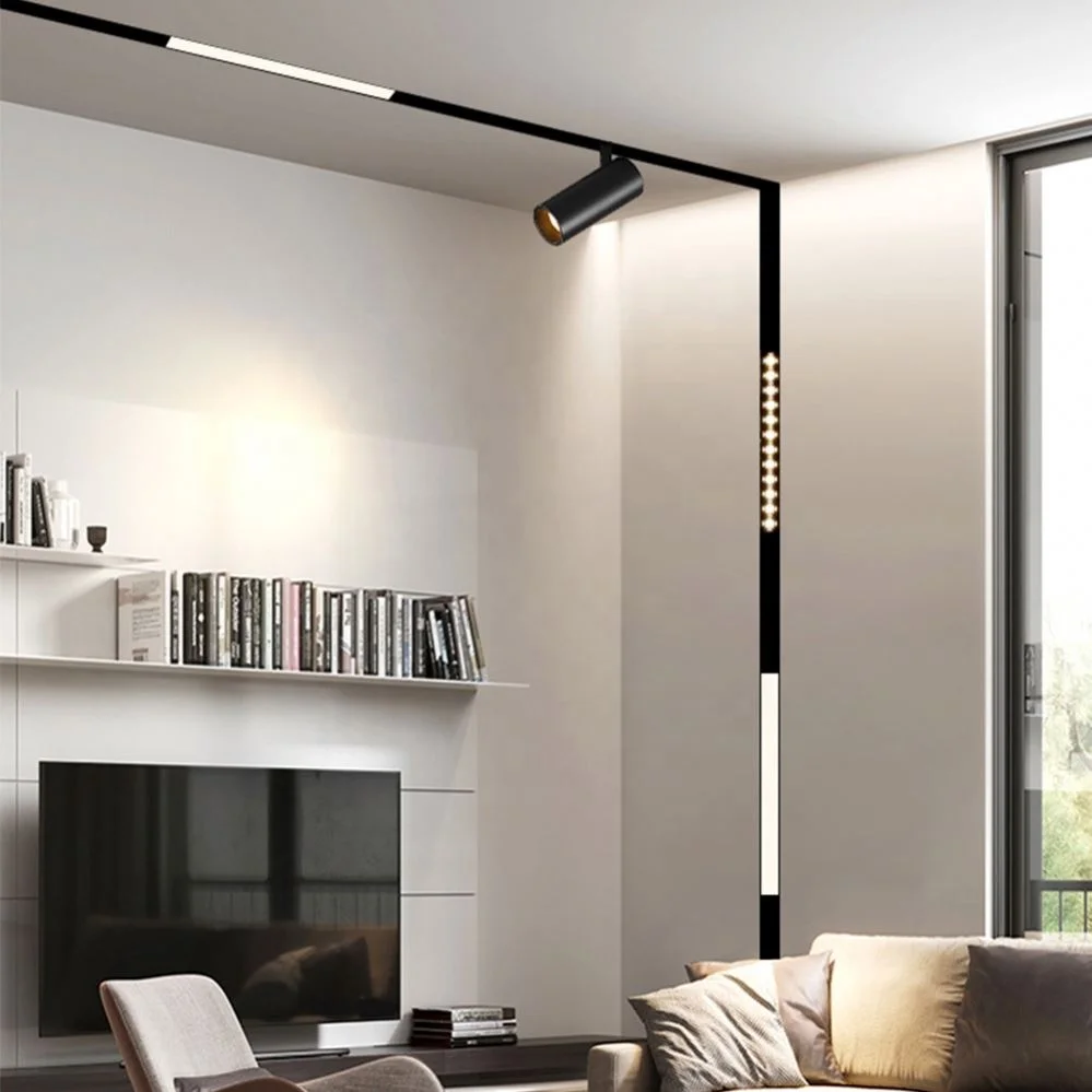 Linear Magnetic Led Track Surface Mounted Black White Commercial Linear Led Flood Track Light