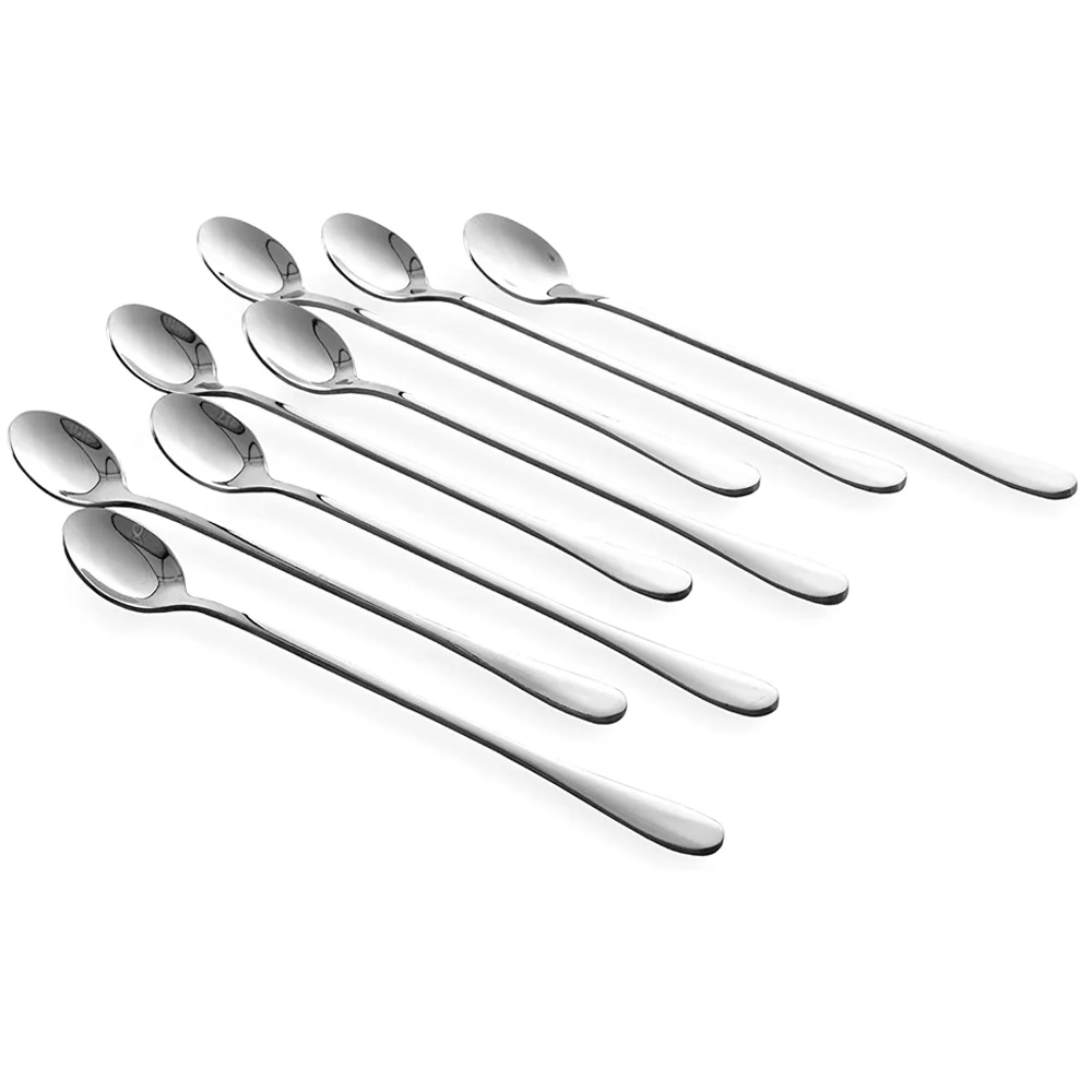 Cranked Stainless Steel 18/8  Latte Coffee spoon set of 8pc