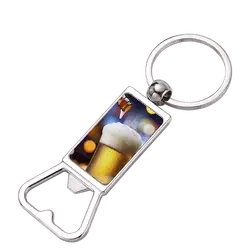 Bank sublimation keyholder opener bar beer bottle opener metal keychain opener