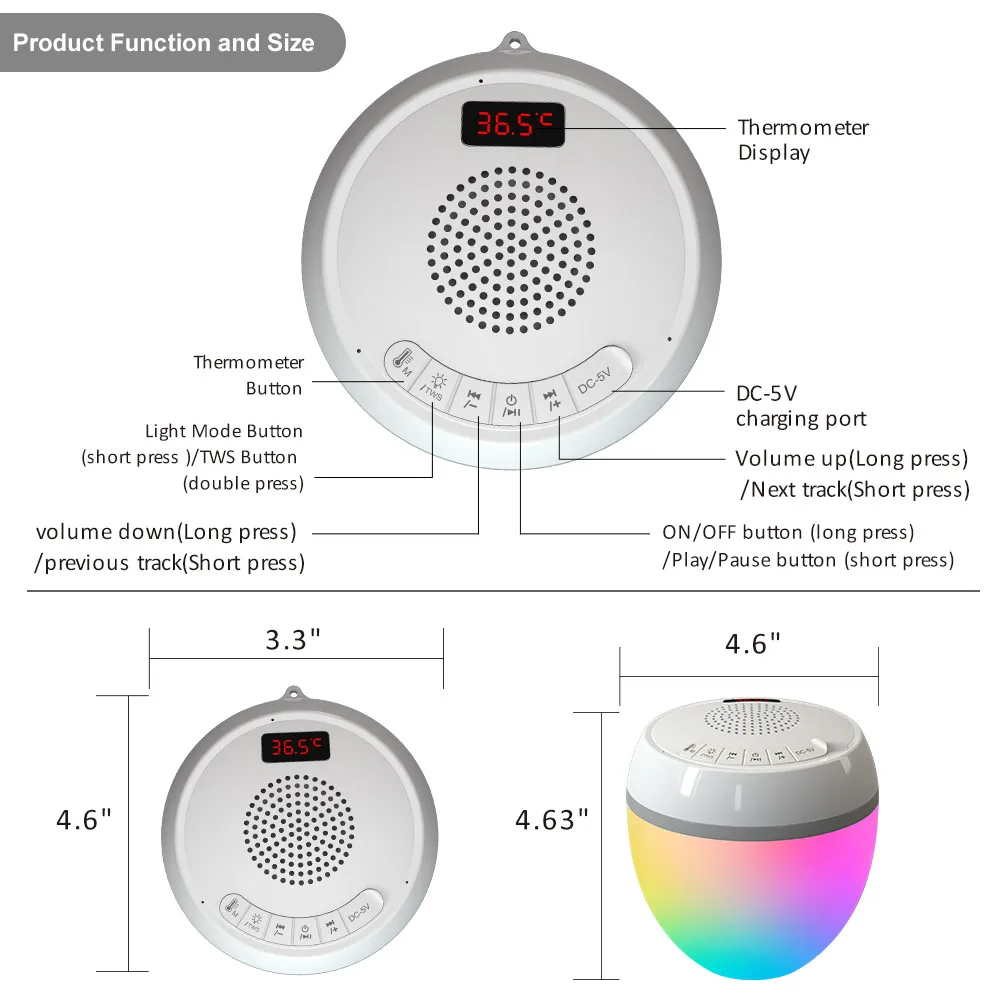 Electronic Gadgets Pool Light IP68 Waterproof Wireless Bluetooth Speaker HK703