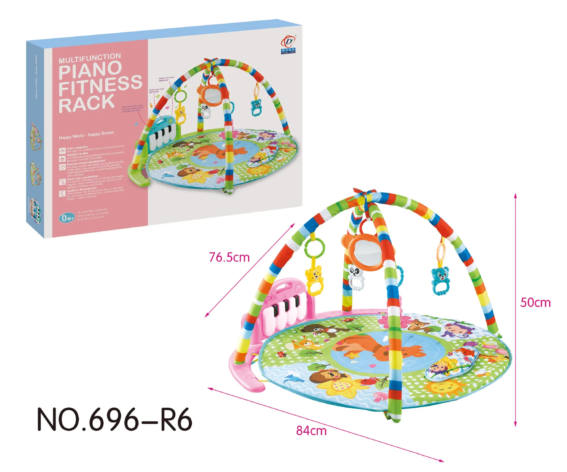 Tummy Time Baby Fitness Gym Musical Piano Keyboard Play Mat for Kids
