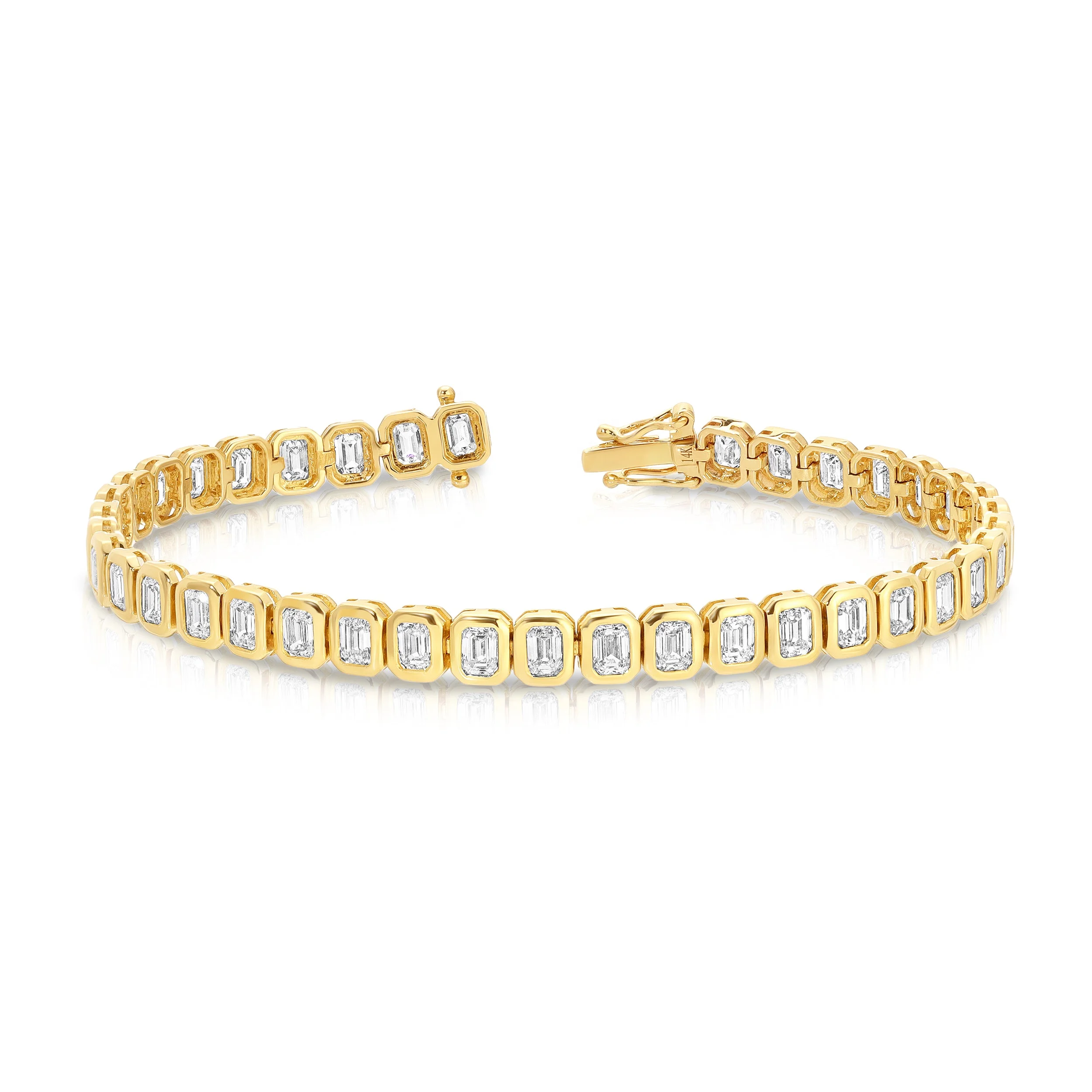 Classic Design 14K Gold Emerald Cut Rectangle Tennis Bracelets