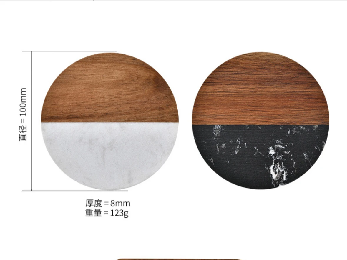 Marble Wood Splicing Coasters Thermal Insulation Coasters Custom Logo Bar Dining Tea Coffee Cup Mat Coasters