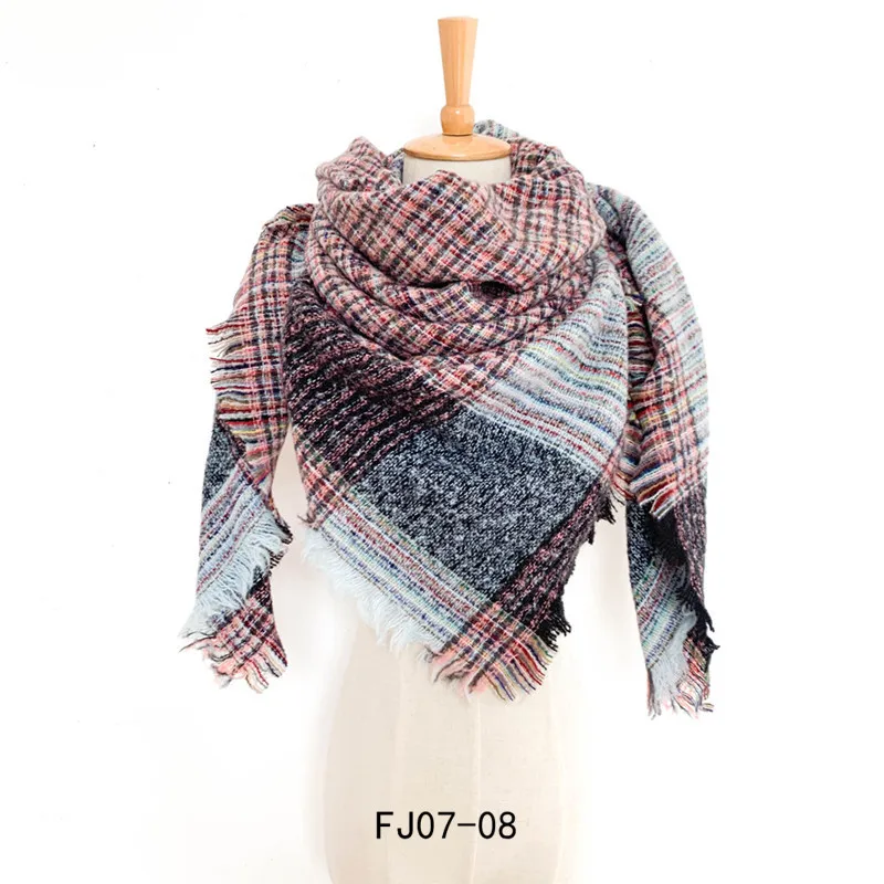 Factory Direct New Plaid Large Square Scarf Thickened Scarf Tartan Printed Jersey Scarf Shawl With Tassels