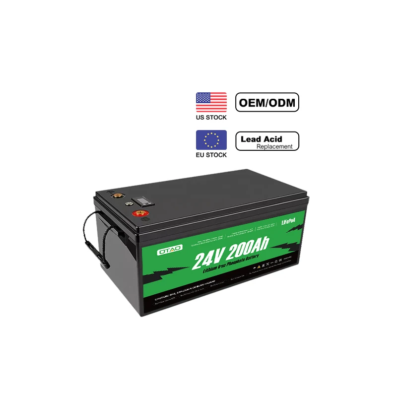 US EU Stock Lifepo4 Battery Pack  24V 200Ah Baterias De Litio Lithium Ion Cell For Rv Golf Cart LFP Solar Energy Storage Battery