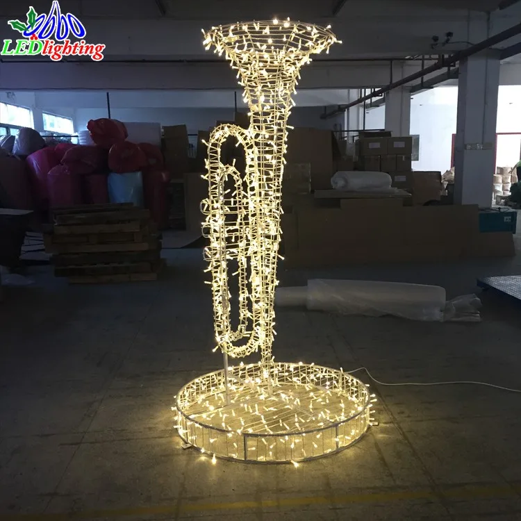 3d гигантское уличное украшение светодиодный музыкальный инструмент пианино гитара скрипка саксофон труба скульптура мотив свет