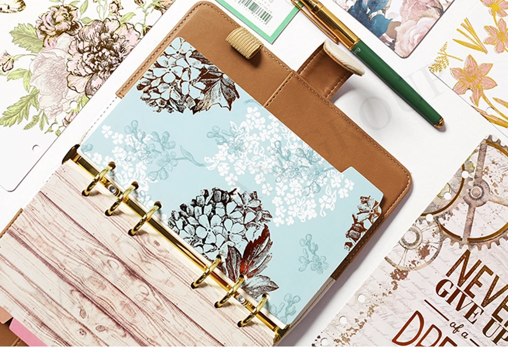 A6 A5 Index Dividers 5-Tabs Loose Leaf Paper Binder Notebook Journal Planner Binders with Inserts Page Folder Shape Design