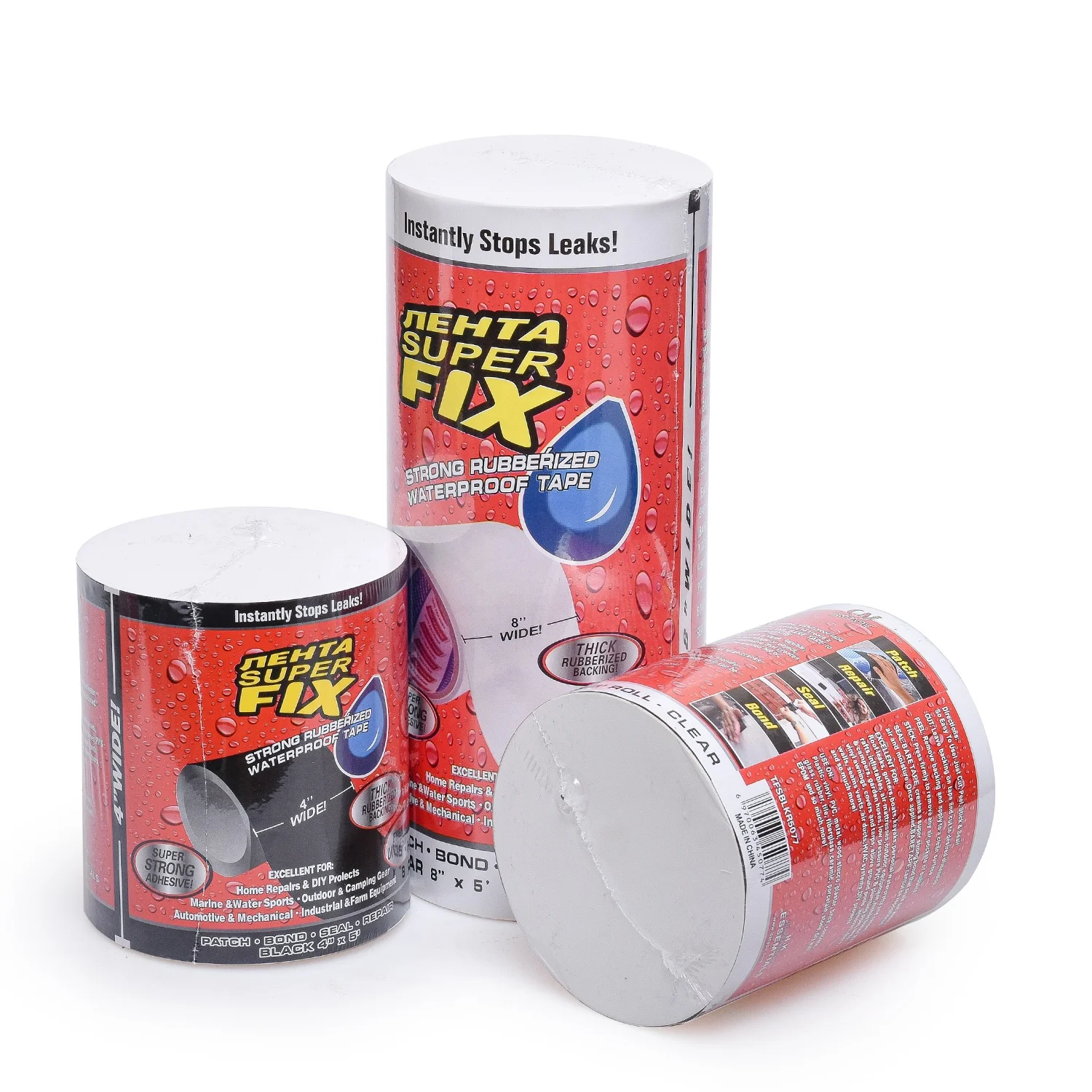 Super Strong repair Rubberized Waterproof Rubber Seal Tape, White,clear and black