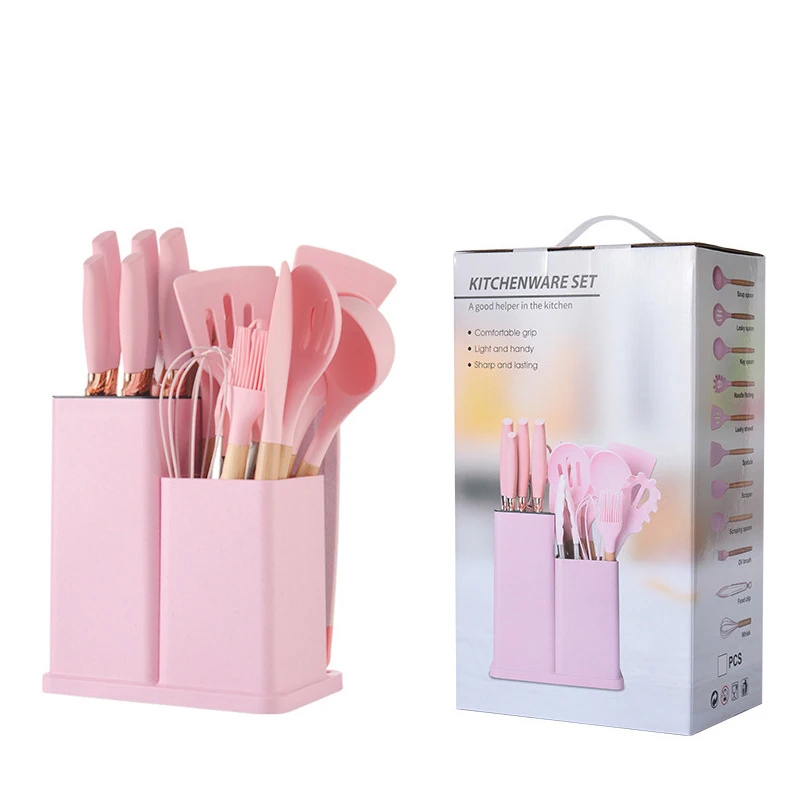 Cooking Kitchen Utensils Set, Wooden Handles Silicone Turner Tongs Spatula Spoon Kitchen for Nonstick Cookware