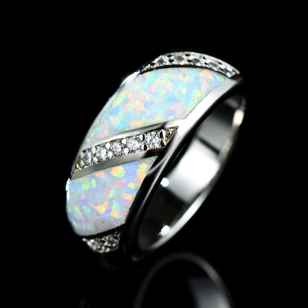 
Hot sale sterling silver s925 ring jewelry lady diamond shaped blue opal ring for wholesale 