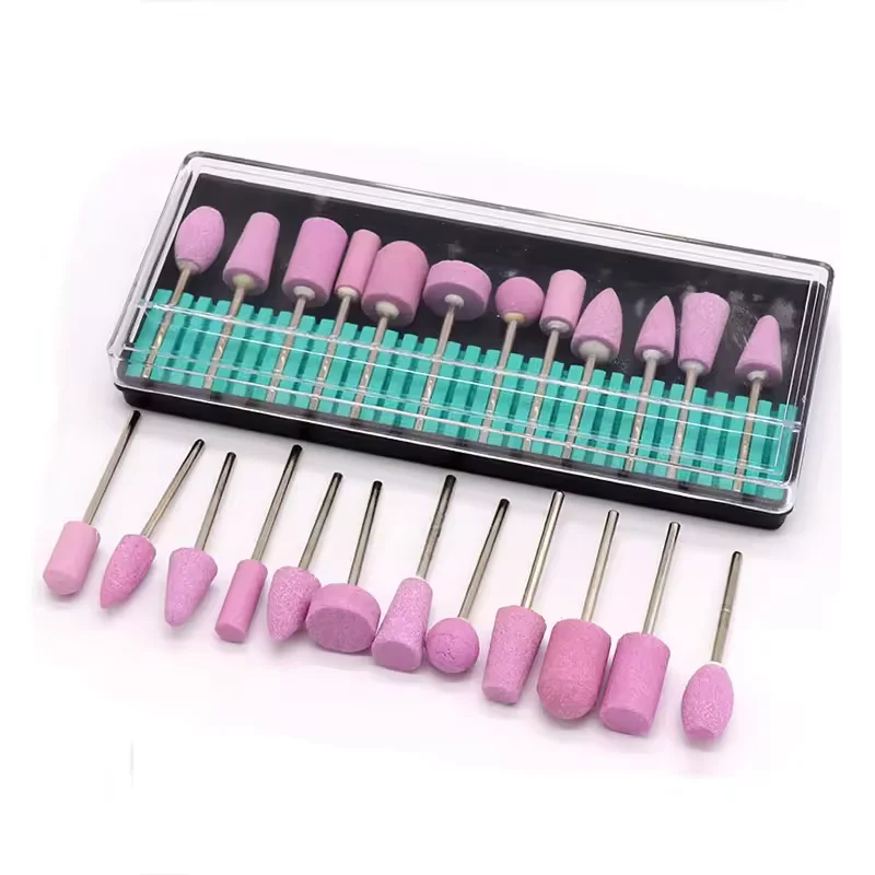 Abrasive polishing tools Mini Nail Drill Electric Drill Bits Nail Art Equipment 2.35 3/32 Pink Head Tool 12pcs Color 30pcs set