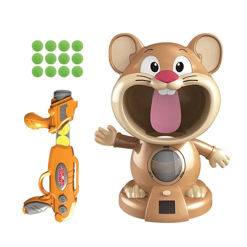 Kids Walking Mobile Squirrel Moving Hamster Target Toys Interaction Feeding Game EVA Soft Ball Shooting Toy Guns Airsoft