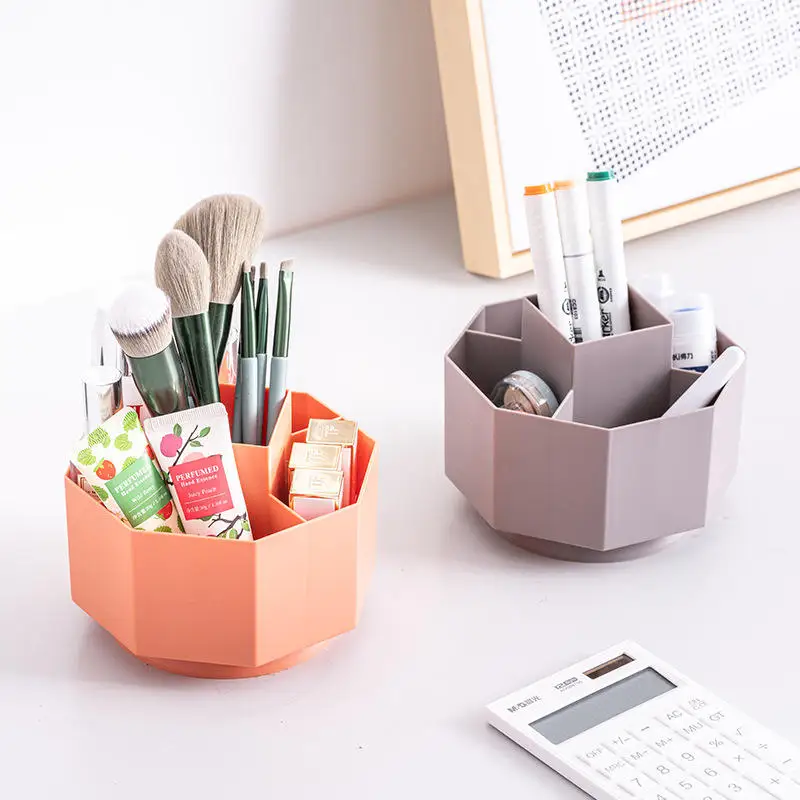 Manufacturer Ningbo Home accessories 3 Slots 360-Degree Spinning Pencil Pen Desk Organizers Desktop Cosmetic Storage Display Box