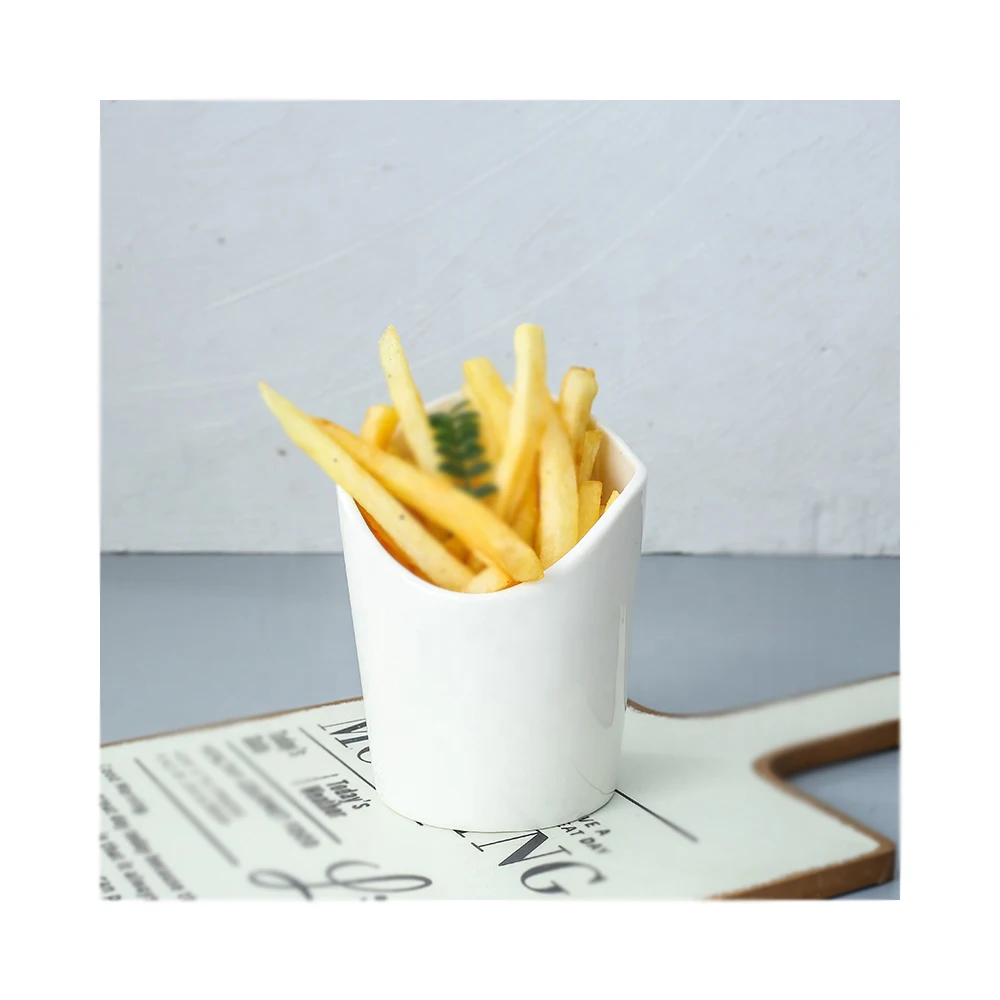 High-quality Dining Tableware White Porcelain Tableware Fries Barrel Family Hotel Restaurant Multi-style High Cup Ceramic