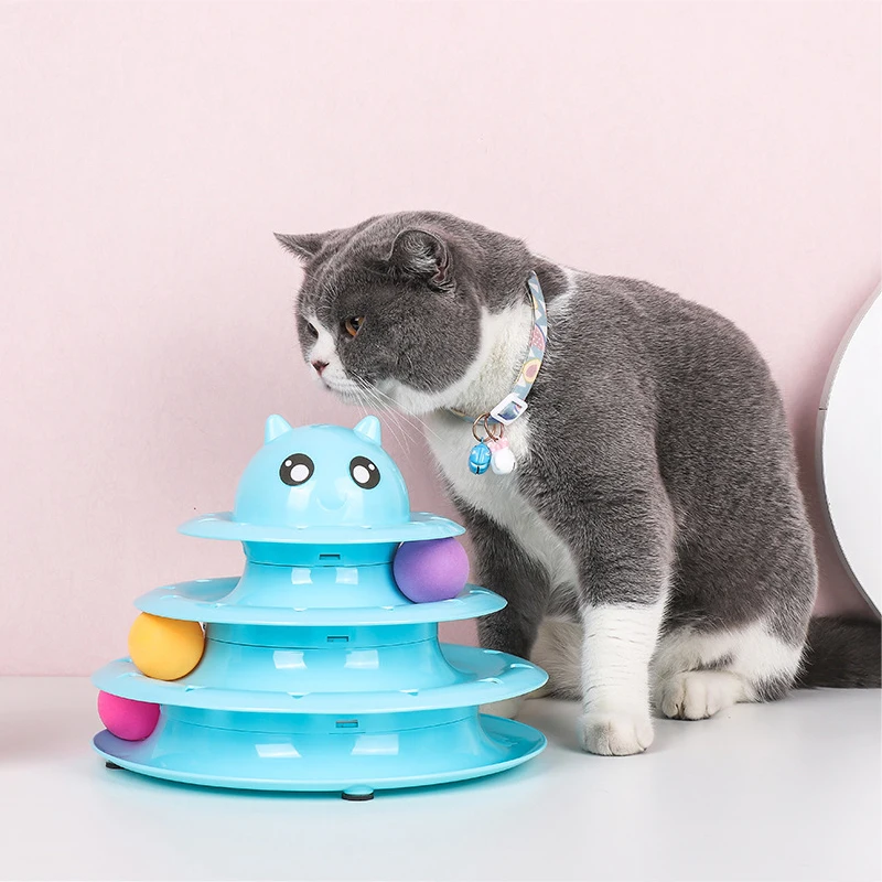 3-Level Turntable Cat Toys with Balls Interactive Kitten Fun  Cat Toy Roller