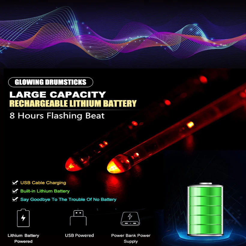 Электронные барабанные палочки с подсветкой 15